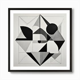 A Modern Abstract Artwork Composed Of Bold Geometric Shapes And Lines In A Monochrome Palette Convey 3710073730 Art Print