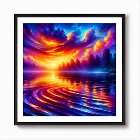 Sunset Over Water Art Print