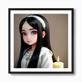 Anime Girl With Candle Art Print