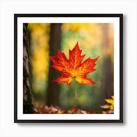Maple Leaf In The Forest Art Print