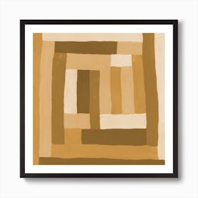 Painted Color Block Sprial In Mustard Art Print