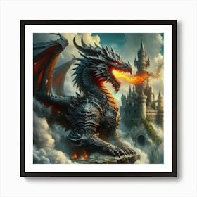 Dragon With Castle Art Print