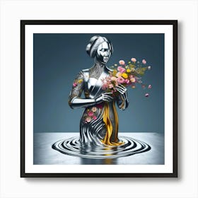 Steel Woman In Water Art Print