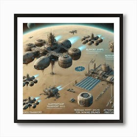 Support Ships Martian Dominion Art Print