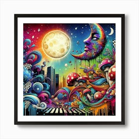 Psychedelic Moon Art Print
