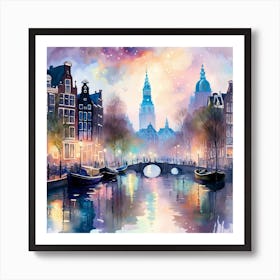 Amsterdam At Night Art Print