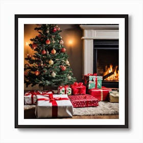 Christmas Tree With Presents 10 Art Print