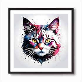 Colorful Cat Head 1 Art Print