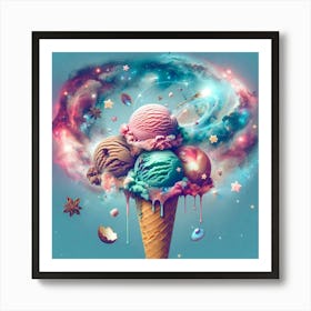 Ice Cream Cone In Space Art Print