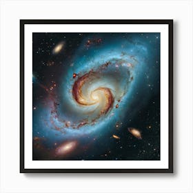 An Illustration Of Two Galaxies Colliding With Eac Art Print