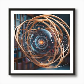 3d Rendering Of An Atom Art Print