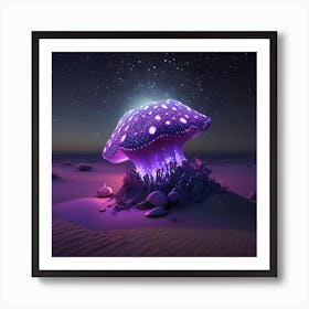 Purple Mushroom In The Desert Art Print