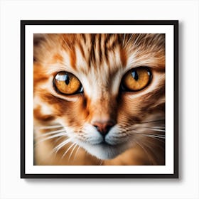 Front Facing Adorable Little Orange Tabby Cat With Big Eyes, Dry Brush Watercolor Art, Soft, Wispy, Art Print