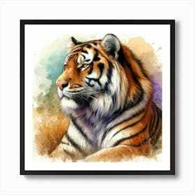 Tiger Painting in water color style 1 Art Print