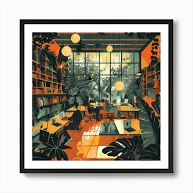 Illustration Of A Library Art Print