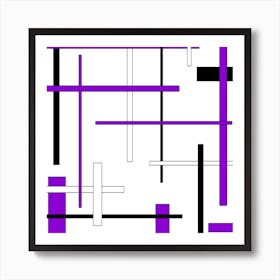 Abstract Purple And Black Lines Art Print