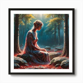 Woman In The Woods 11 Art Print