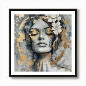 Gold And White Painting Poster