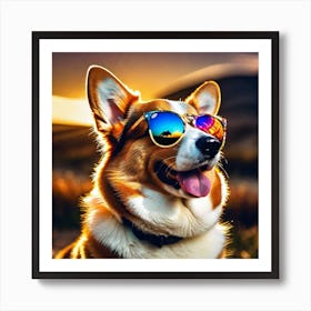 Corgi In Sunglasses 68 Art Print