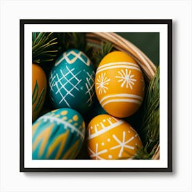 Easter Eggs In A Basket 2 Art Print