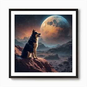 Dog On The Moon Art Print