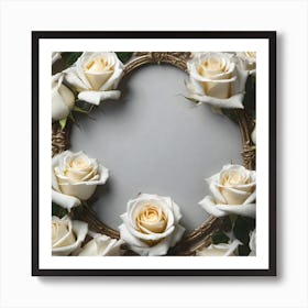 White Roses In A Frame Art Print