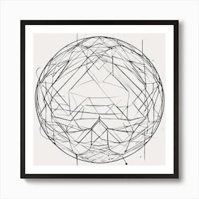 Minimalism Masterpiece, Trace In Geometrie + Fine Gritty Texture + Complementary Pastel Scale + Abst Art Print