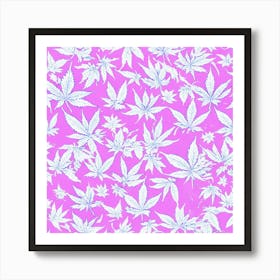 Marijuana Leaves On A Pink Background Art Print