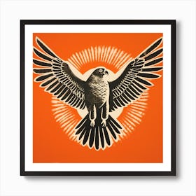 Retro Bird Lithograph Falcon 5 Art Print