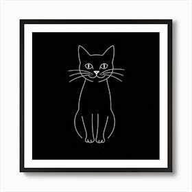 Cat On A Black Background Art Print