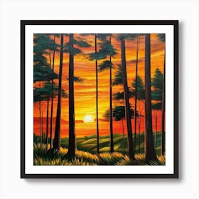 Sunset In The Woods 6 Art Print