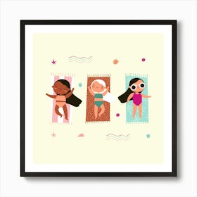 Three Girls On The Beach Art Print