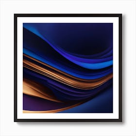 Abstract Blue And Gold Wavy Lines Art Print