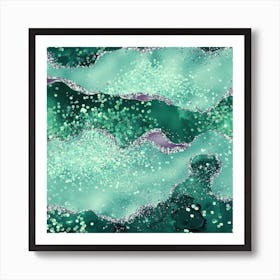 Emerald Glitter Agate Texture 02 Art Print