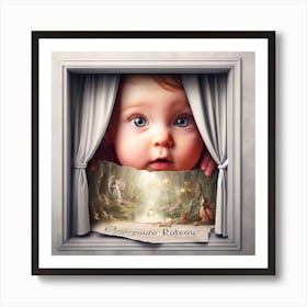 Baby Peeking Out Of Window Art Print