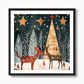 Christmas Deer Art Print