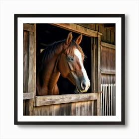 Head Purebred Equestrian Beauty Window Horse Shed Rural Farm Photo Horizontal Mare Hobby (2) Art Print