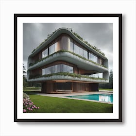 House With Green Roof Art Print