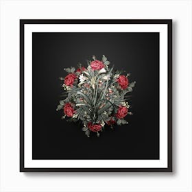 Vintage Malgas Lily Flower Wreath on Wrought Iron Black n.0449 Art Print