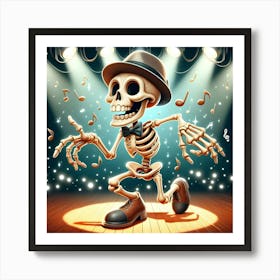 Cartoon Skeleton Dancing Art Print