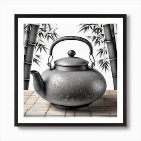 Firefly An Minimalistic Modern Rustic Beautiful Japanese Cast Iron Teapot, Illustration, Bamboo Gard Poster