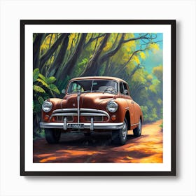 Old Car In The Forest Art Print