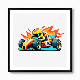 Cartoon Racing Car Art Print