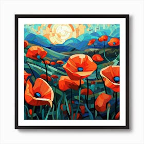 Poppies In The Field Art Print