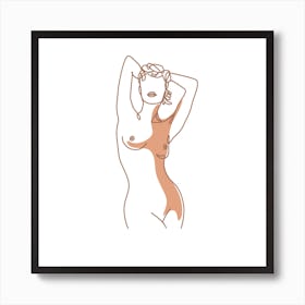 Nude In Pastel Colors Line Art Print Art Print