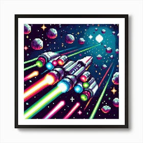 8-bit spaceship 3 Art Print