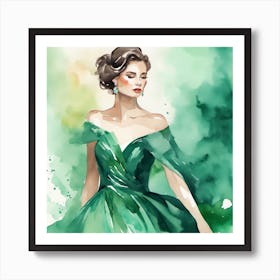 Emerald Green Dress 1 Art Print