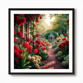 Into The Garden Red 1 Art Print