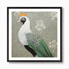 Ohara Koson Inspired Bird Painting Pheasant 4 Square Art Print