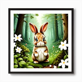 Rabbit In The Forest 8 Art Print